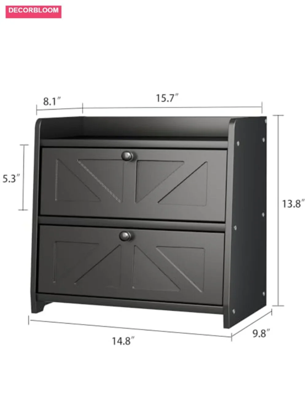 Large Capacity Double Layer Bamboo Bread Box with Magnetic Latch for Kitchen